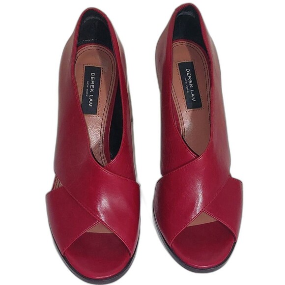 DEREK LAM Women's Leather Trey Stiletto 4" Heel Lipstick Red Size 7.5B EUC - Picture 2 of 16